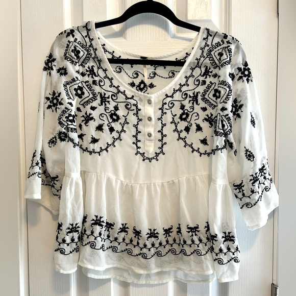 Free People Tops - Free People Pennies Sequel White Sheer Peplum Top